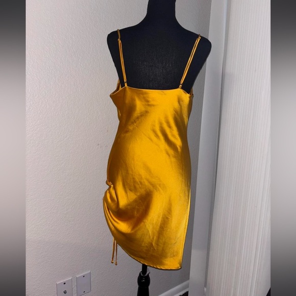 Gold Satin Asymmetrical Dress – Size Small ✨ - Picture 3 of 3